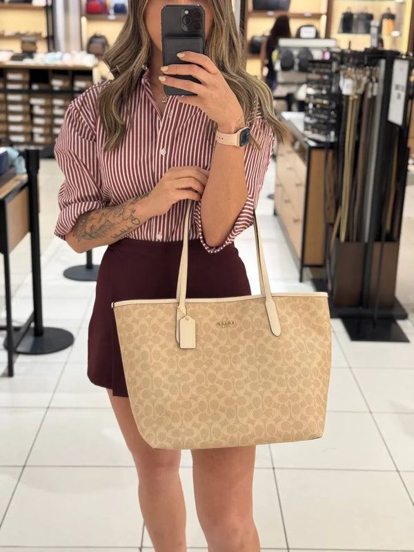 Gallery Tote Bag Gold/White/Chalk